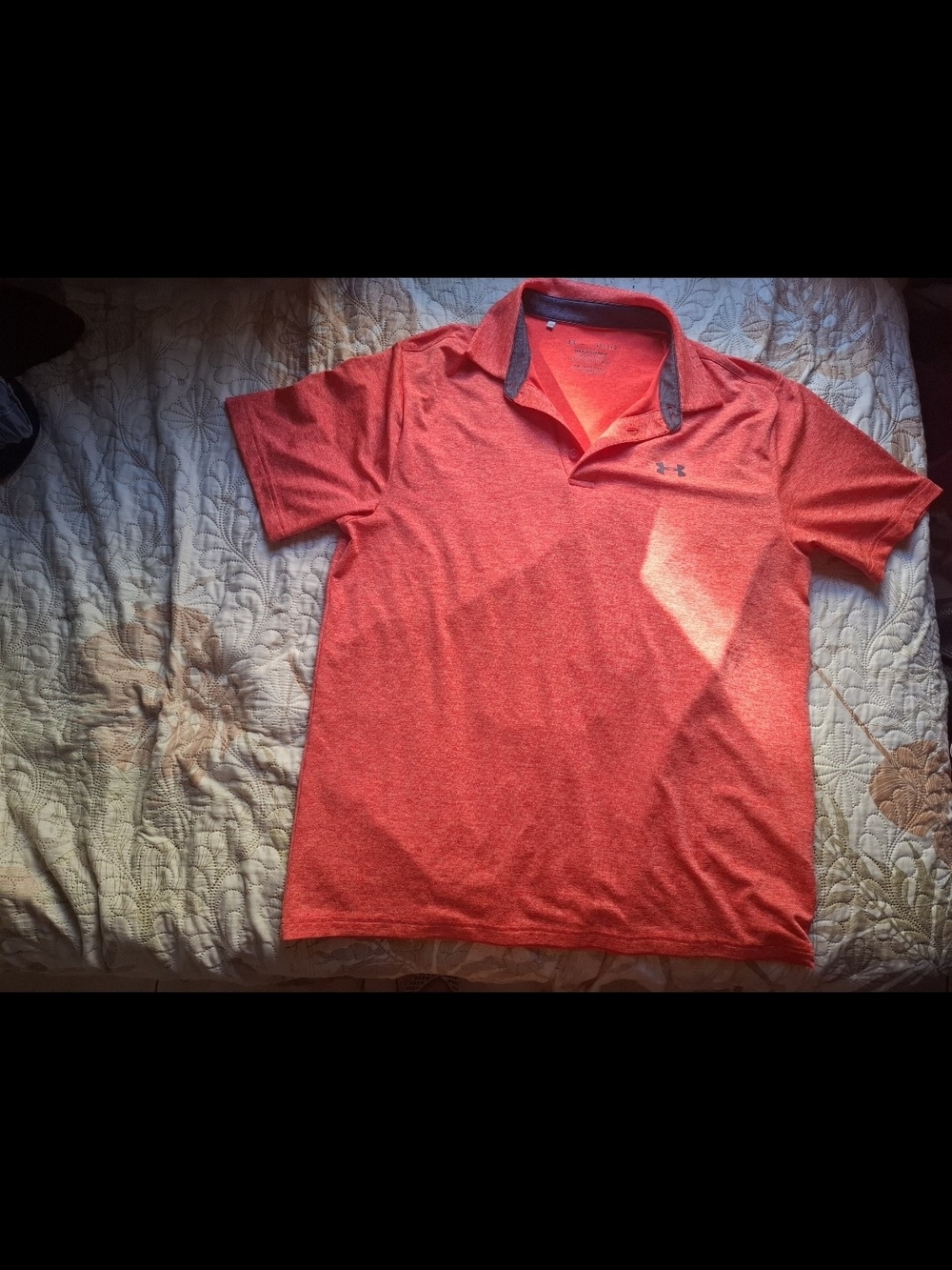 Under Armour Red Heather Polo with Contrast Collar